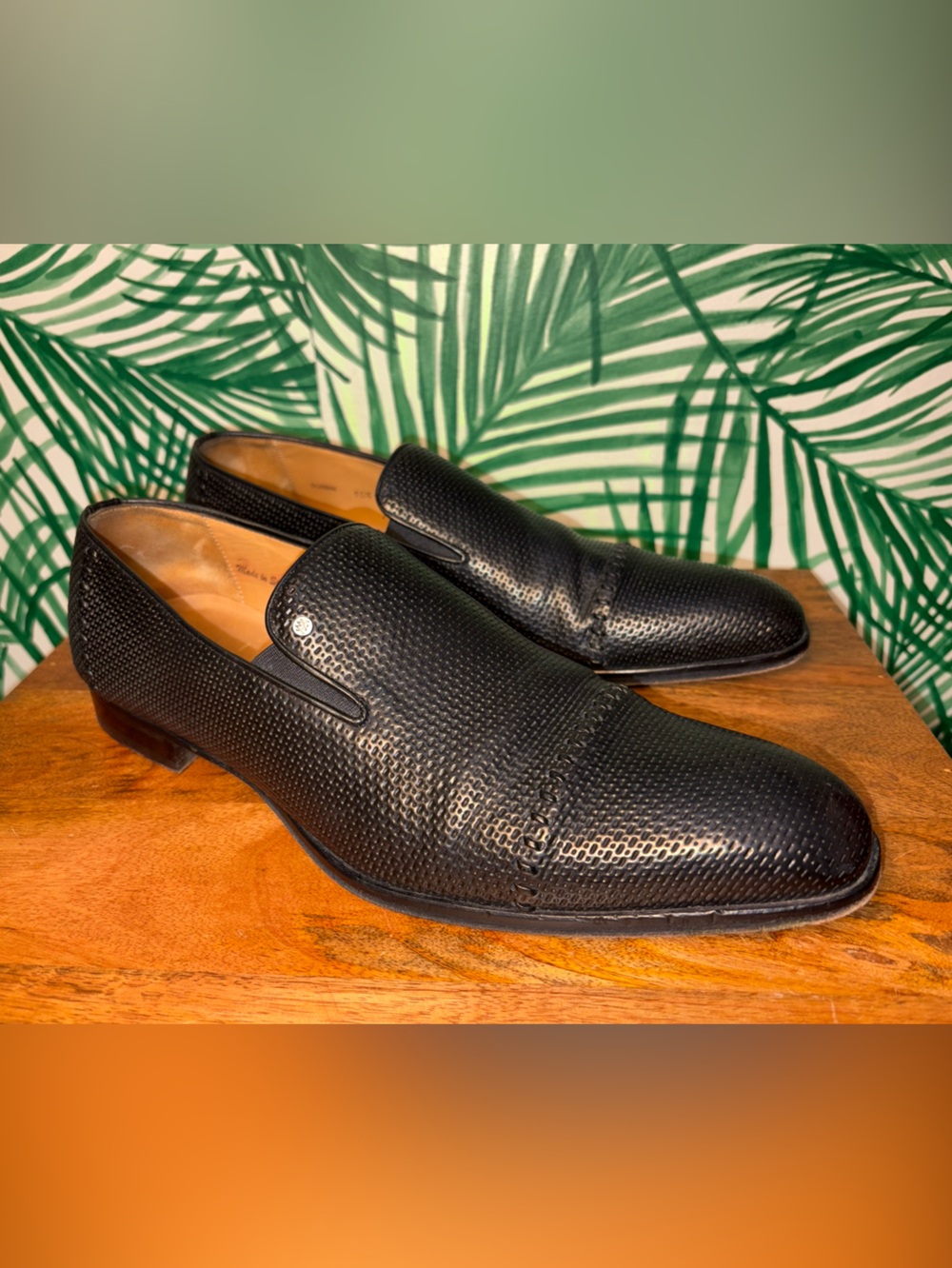 Mezlan Durbin Black Embossed Leather Loafers Men’s 10.5 M.